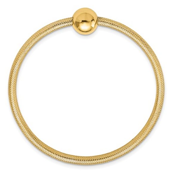 Leslie's 14k Gold Yellow White Rose Bead Stretch Mesh Bangle Bracelet for women - Picture 3 of 9